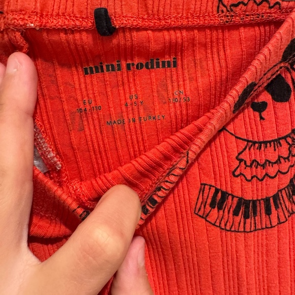MINI RODINI Mozart Panda Red Ribbed Leggings - 104/110 (4-5 yrs) - Picture 3 of 3